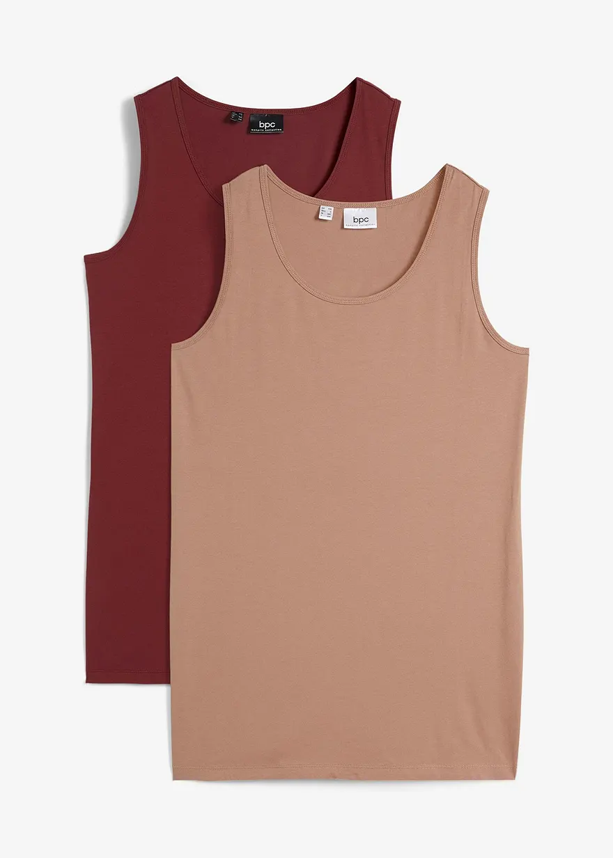 Long-Top, 2er-Pack in rot von vorne - bonprix