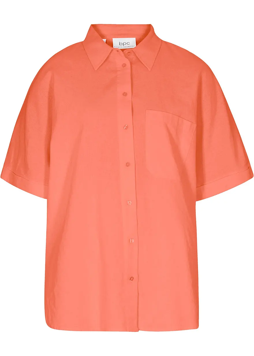 Oversize Halbarmbluse mit Leinen in orange von vorne - bonprix