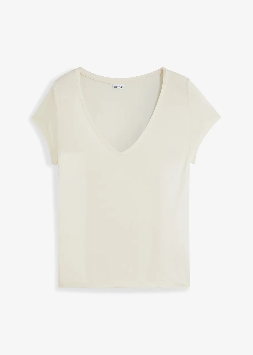 T-Shirt aus softer Viskose in beige von vorne - bonprix