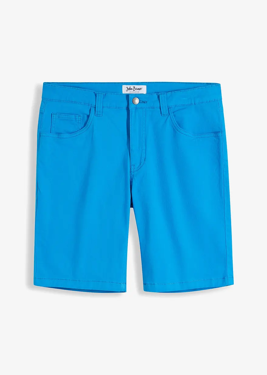 Coloured Stretch-Bermuda, Regular Fit in blau von vorne - bonprix