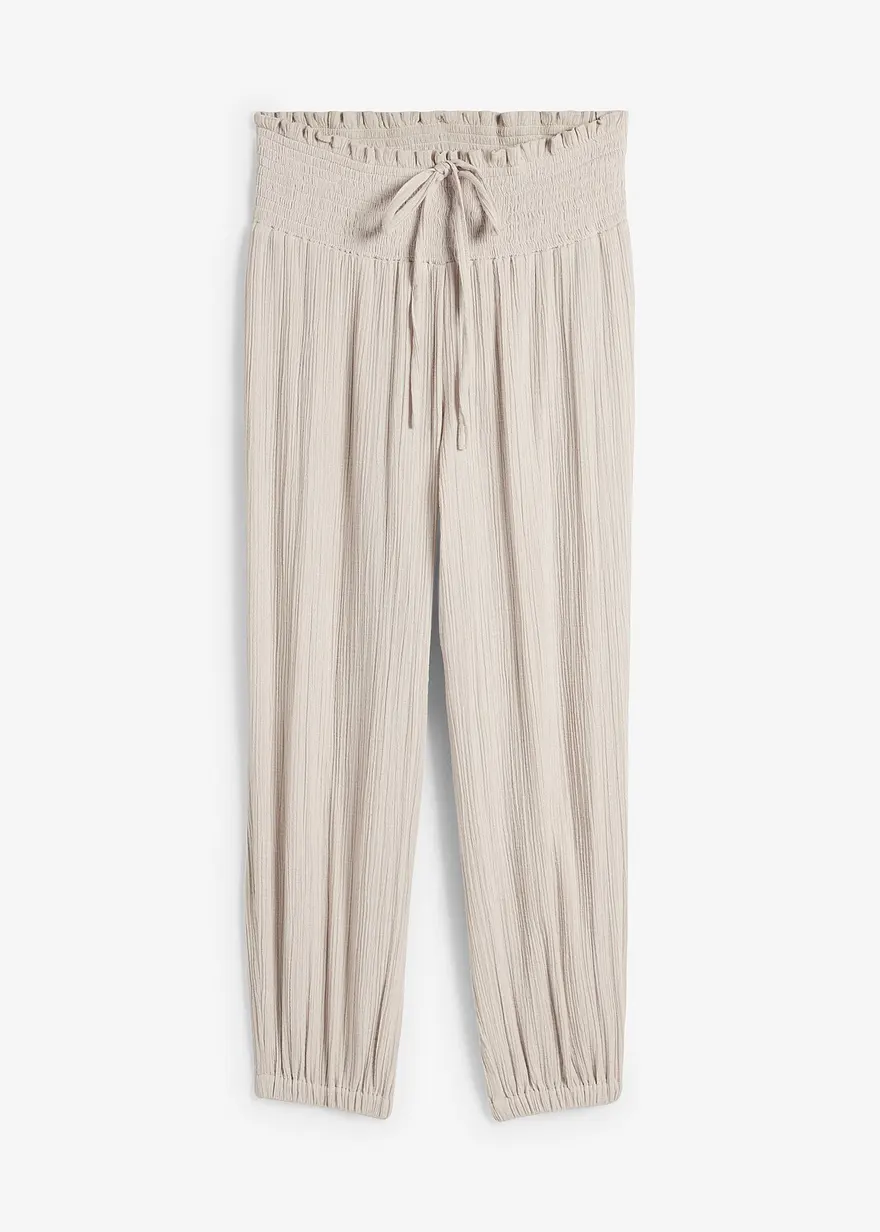Musselin Hose mit Smockbund in grau von vorne - bonprix