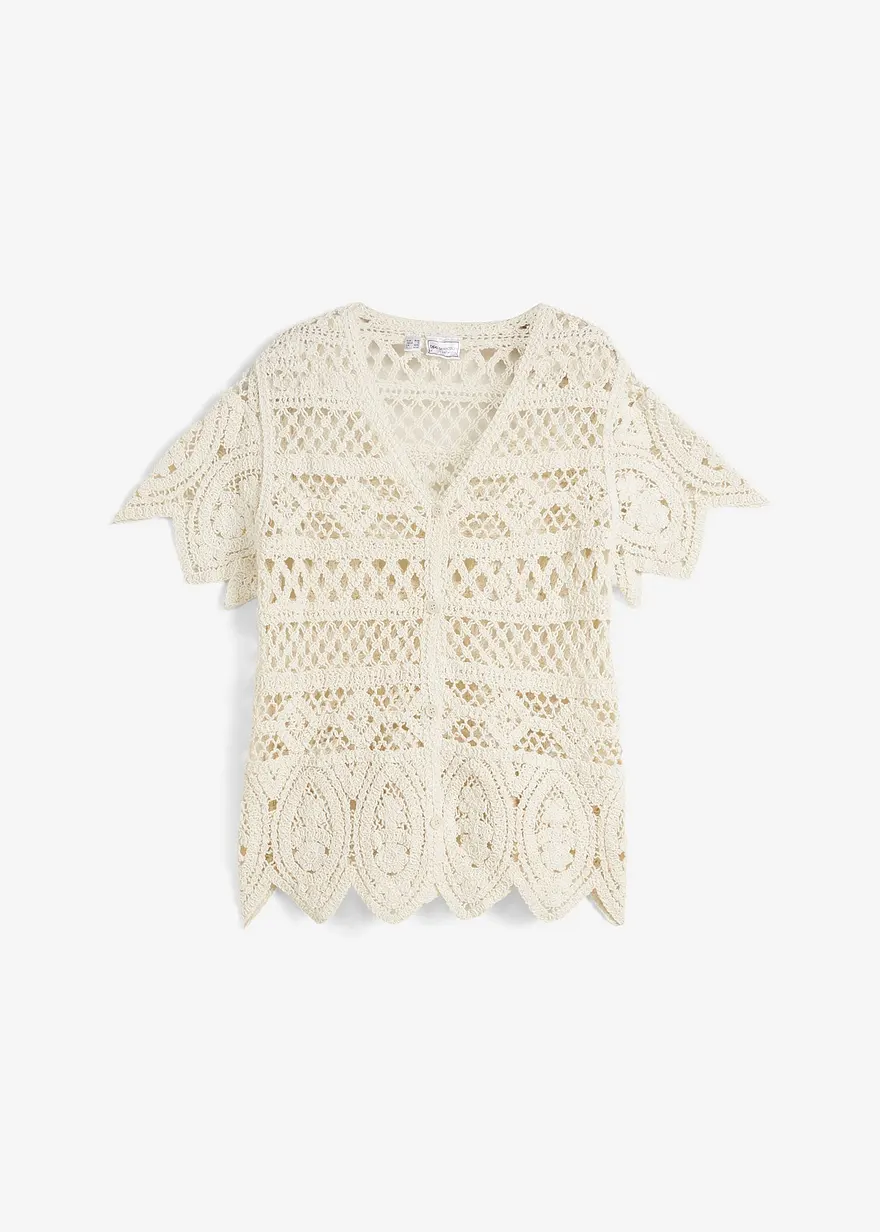 Crochet Kurzjacke in beige von vorne - bonprix