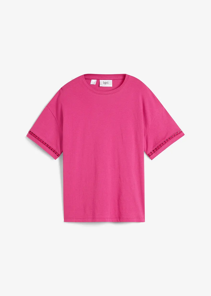 Shirt mit Ärmeldetail in pink von vorne - bonprix