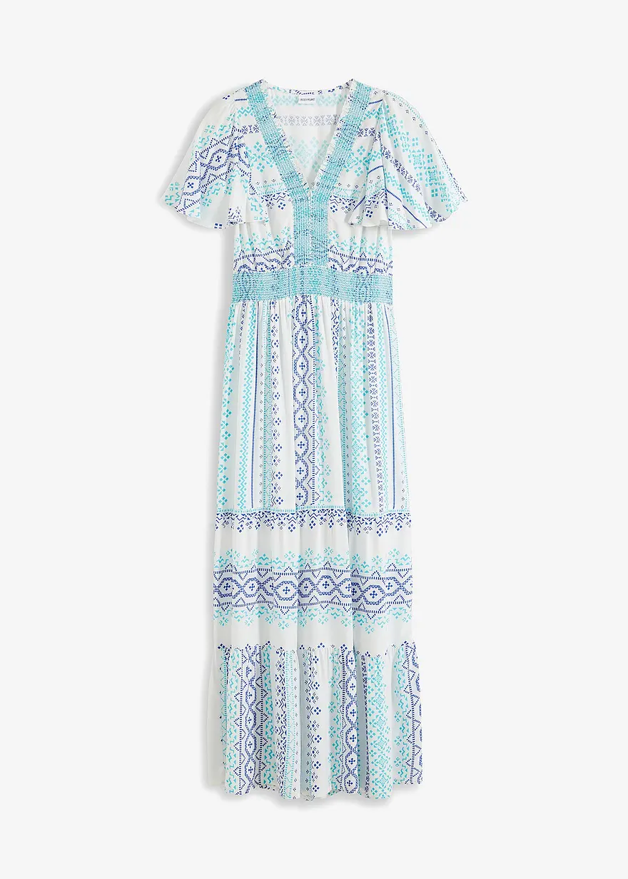Maxikleid aus Viskose in weiß von vorne - bonprix
