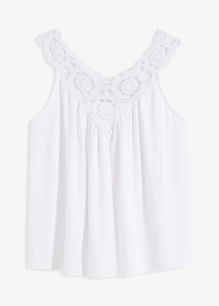 Top mit Spitze in weiß von vorne - bonprix