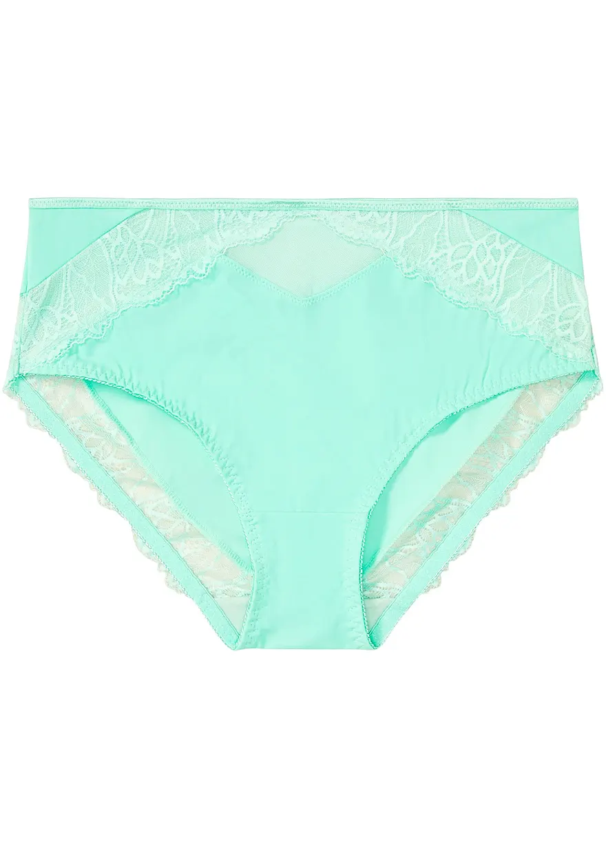 Maxislip mit zarter Spitze in grün von vorne - bonprix
