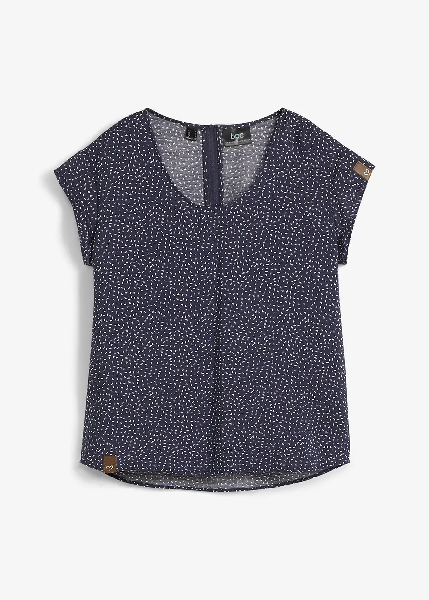 Bedrucktes Blusenshirt, kurzarm in blau von vorne - bonprix