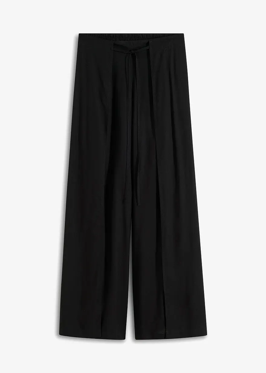 Palazzo-Hose aus feiner Viskose in schwarz von vorne - bonprix