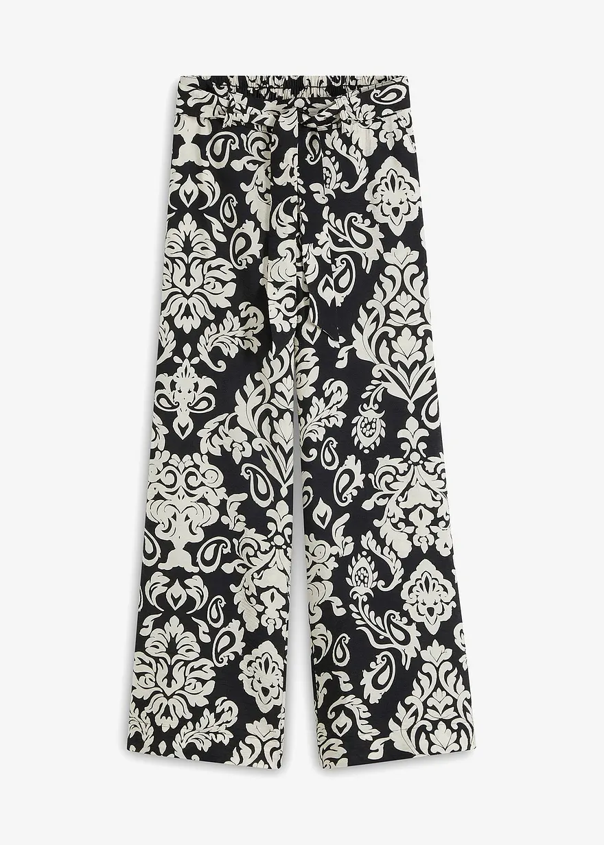 Palazzo-Hose mit Bequembund in schwarz von vorne - bonprix
