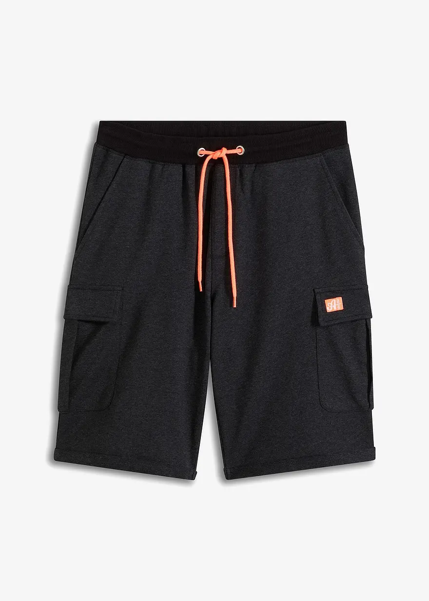 Cargo-Sweat-Bermuda in schwarz von vorne - bonprix