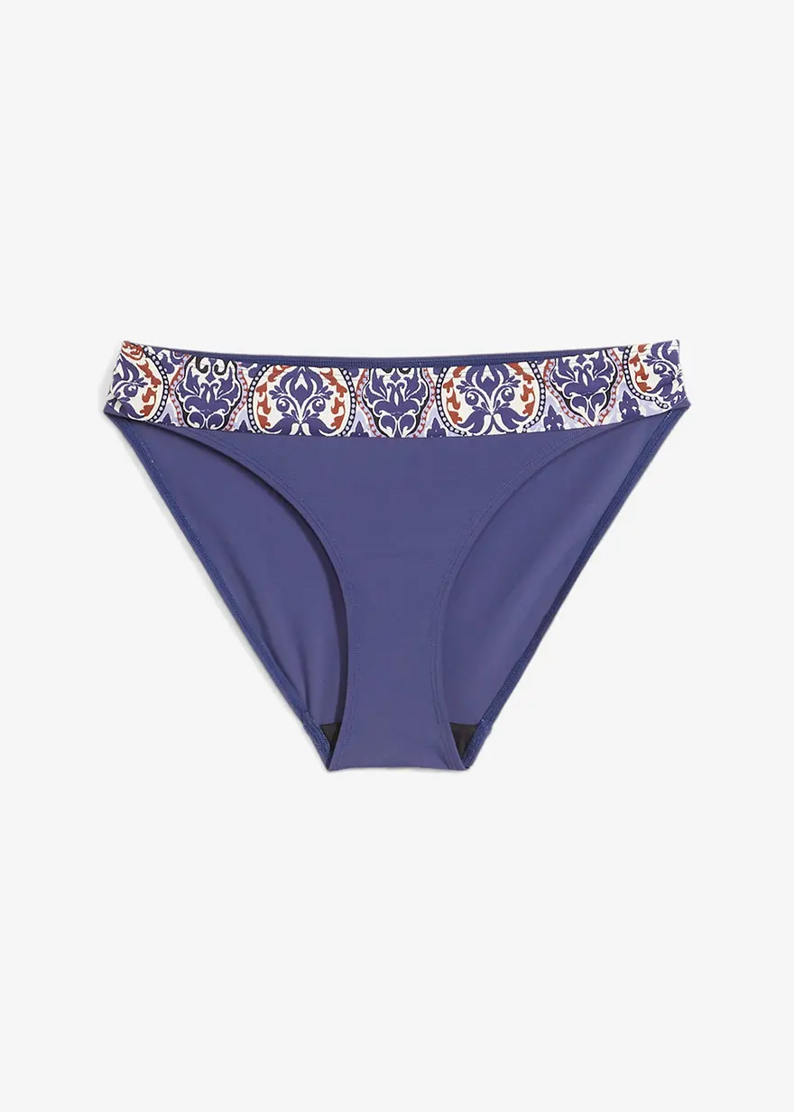 Bikinihose aus recyceltem Polyamid in blau von vorne - bpc bonprix collection