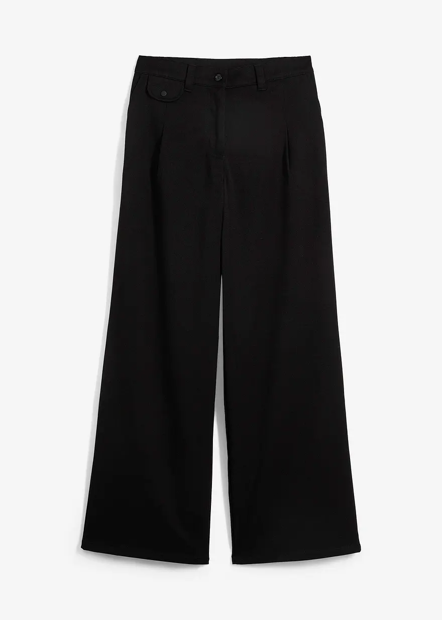 Weite Marlenehose in schwarz von vorne - bonprix