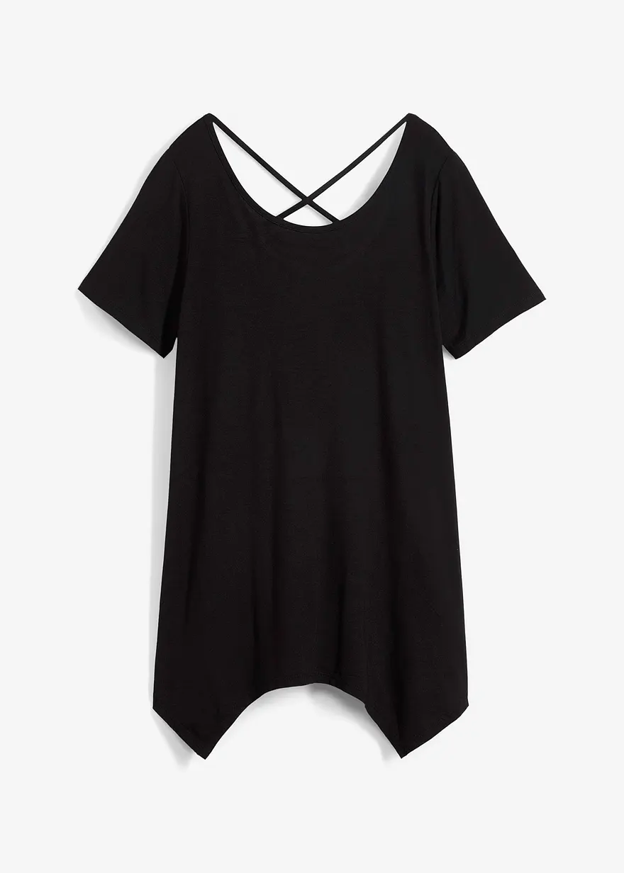 Zipfel Longshirt, kurzarm in schwarz von vorne - bonprix