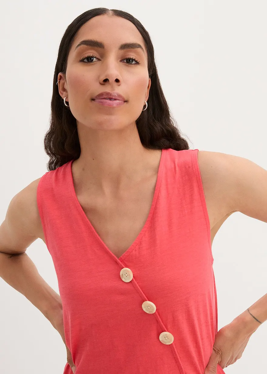 Baumwoll Top in Wickeloptik mit Gummibund in rot (Detailaufnahme) - bonprix