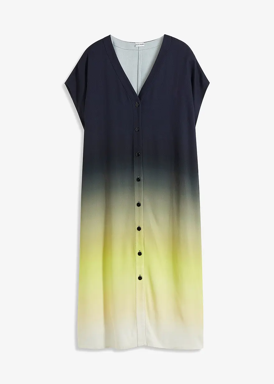 Kaftan-Kleid aus Viskose in schwarz von vorne - bonprix