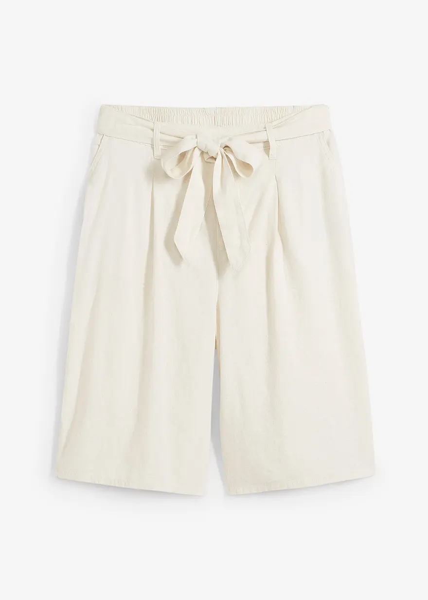 Leinen-Bermuda in beige von vorne - bonprix