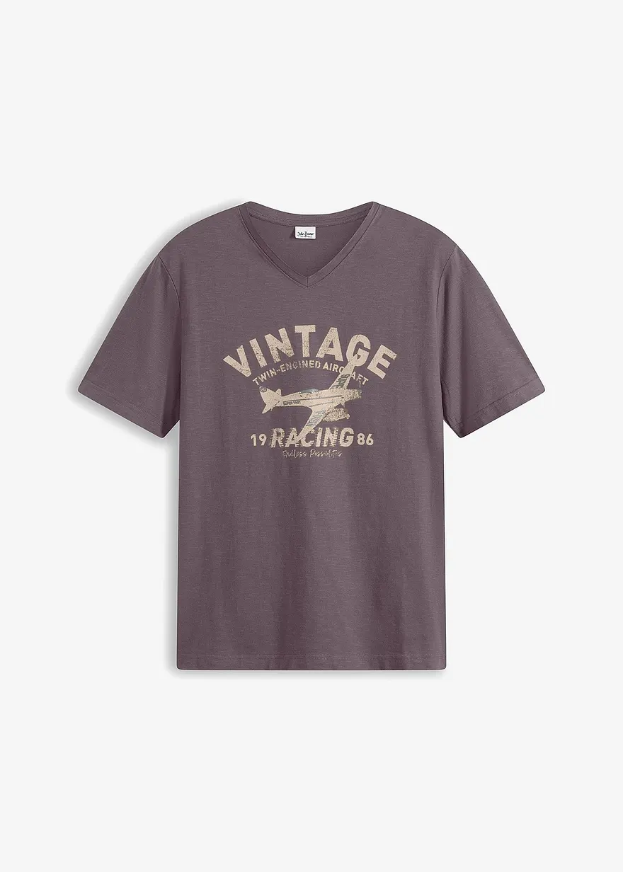 T-Shirt aus Flammgarn in lila von vorne - bonprix