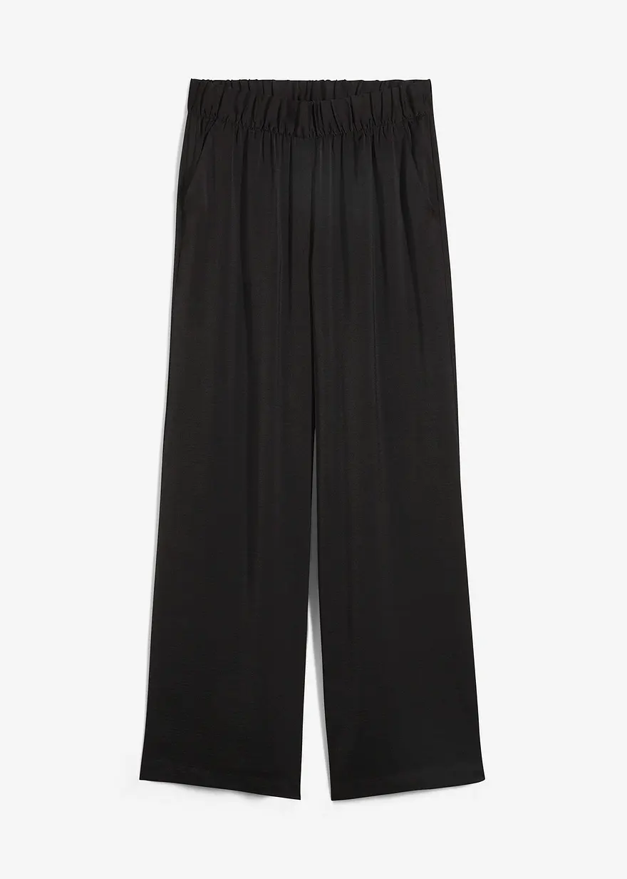 Leichte Palazzo-Hose aus strukturiertem Material in schwarz von vorne - bonprix