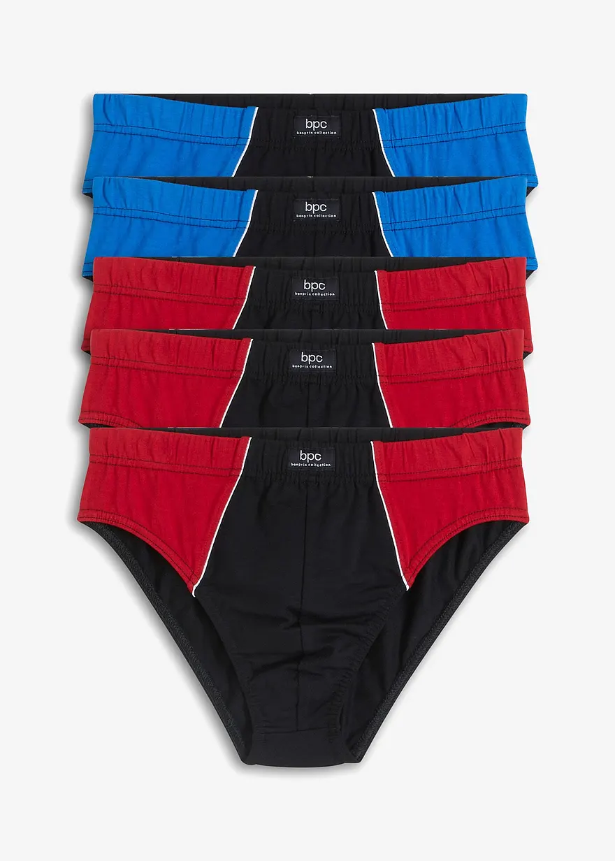 Maxislip mit Bio-Baumwolle (5er Pack) in schwarz von vorne - bonprix