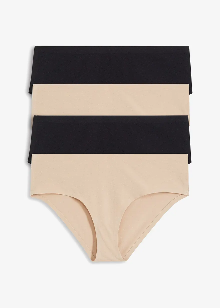 Panty (4er Pack)  ohne sichtbare Abdrücke mit Bio-Baumwolle in beige von vorne - bonprix