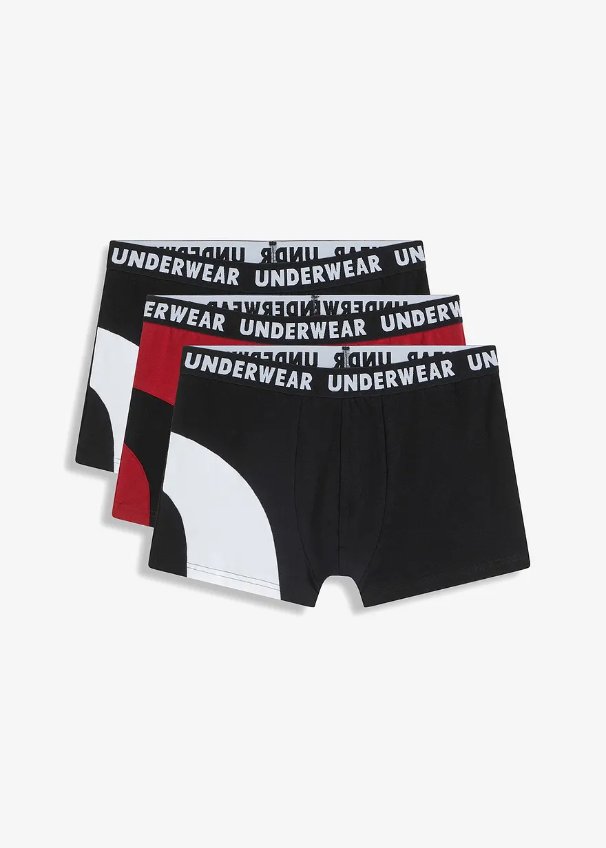 Boxershorts eng (3er Pack) in schwarz von vorne - bonprix