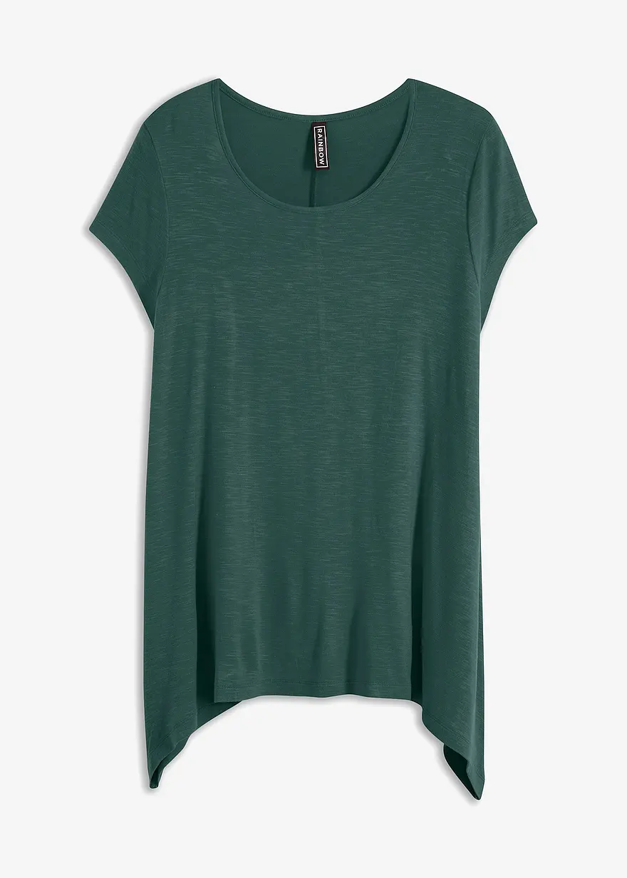 Shirt in asymmetrischer Länge in grün von vorne - bonprix