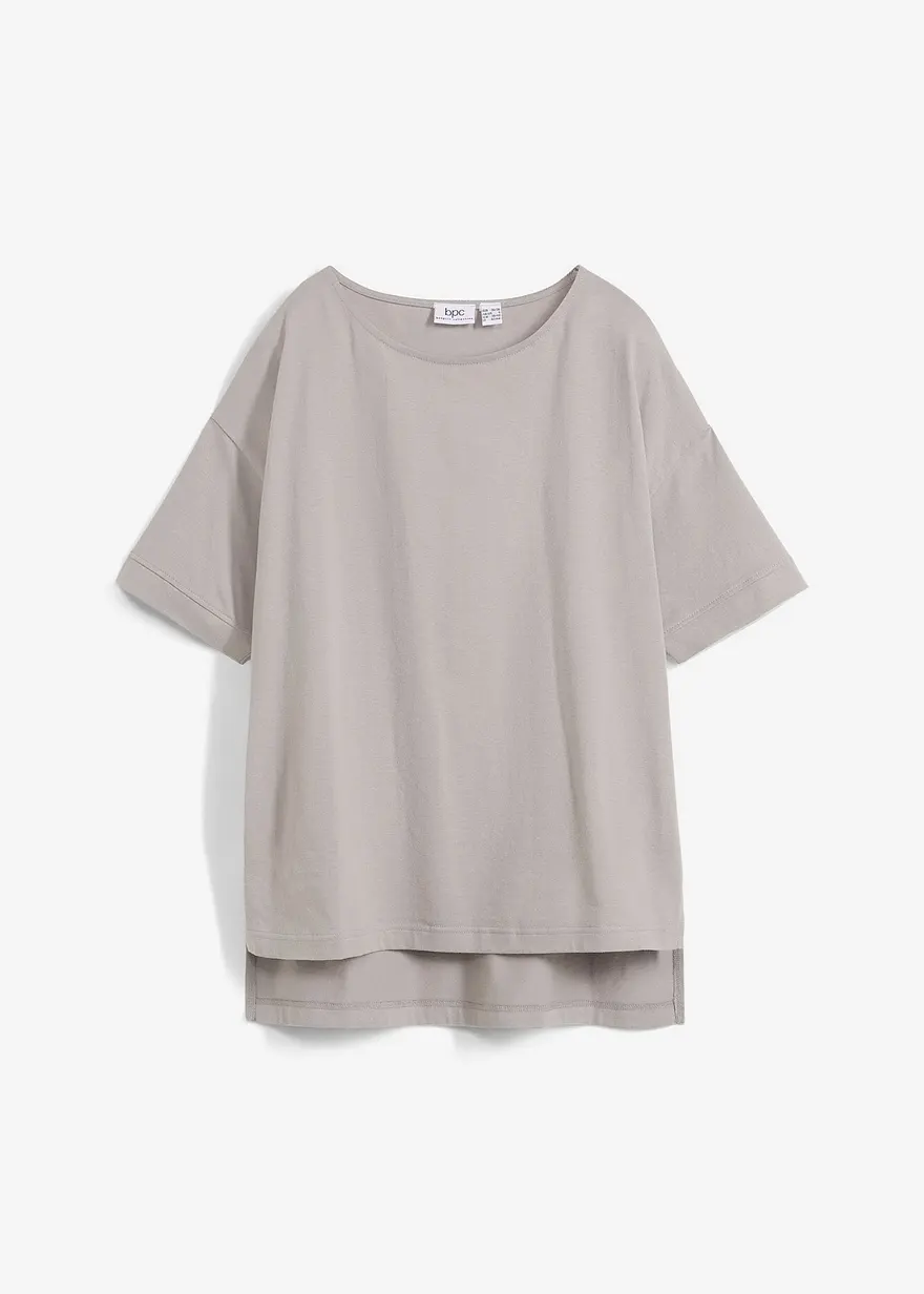 Oversize T-Shirt aus reiner Baumwolle in grau von vorne - bonprix