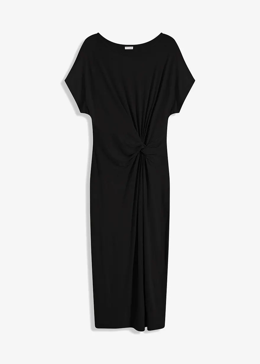 Jerseykleid aus fließender Viskose in schwarz von vorne - bonprix