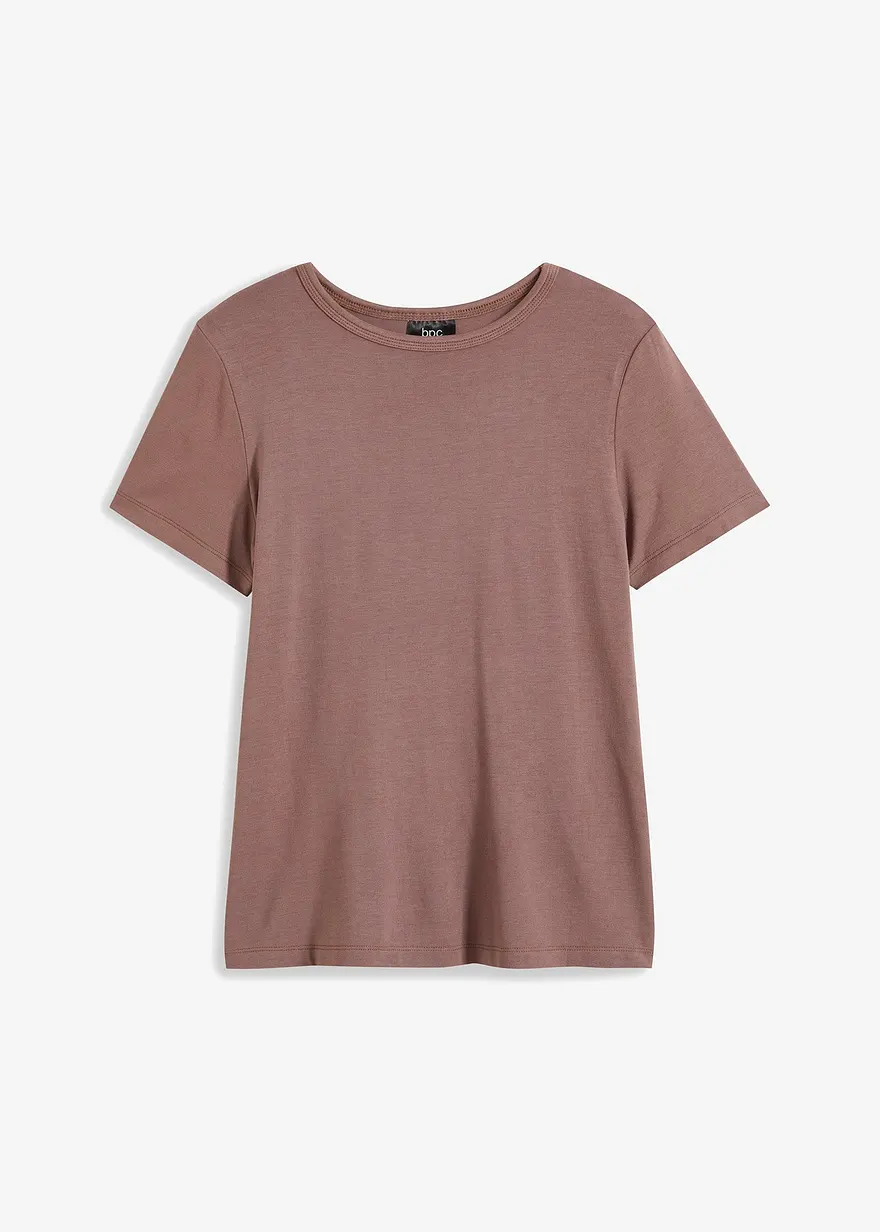 T-Shirt aus fließender Viskose in braun von vorne - bonprix