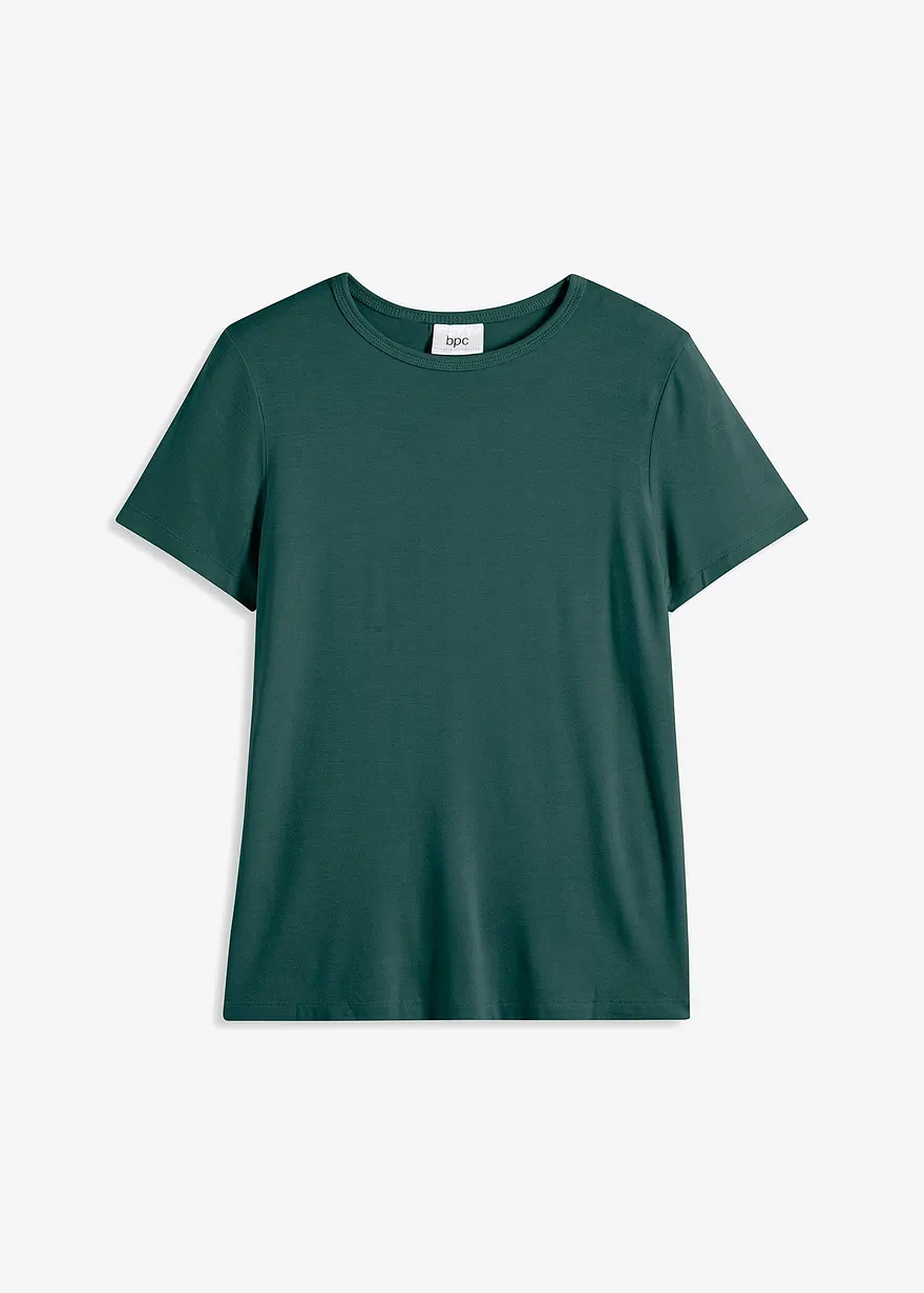 T-Shirt aus fließender Viskose in grün von vorne - bonprix