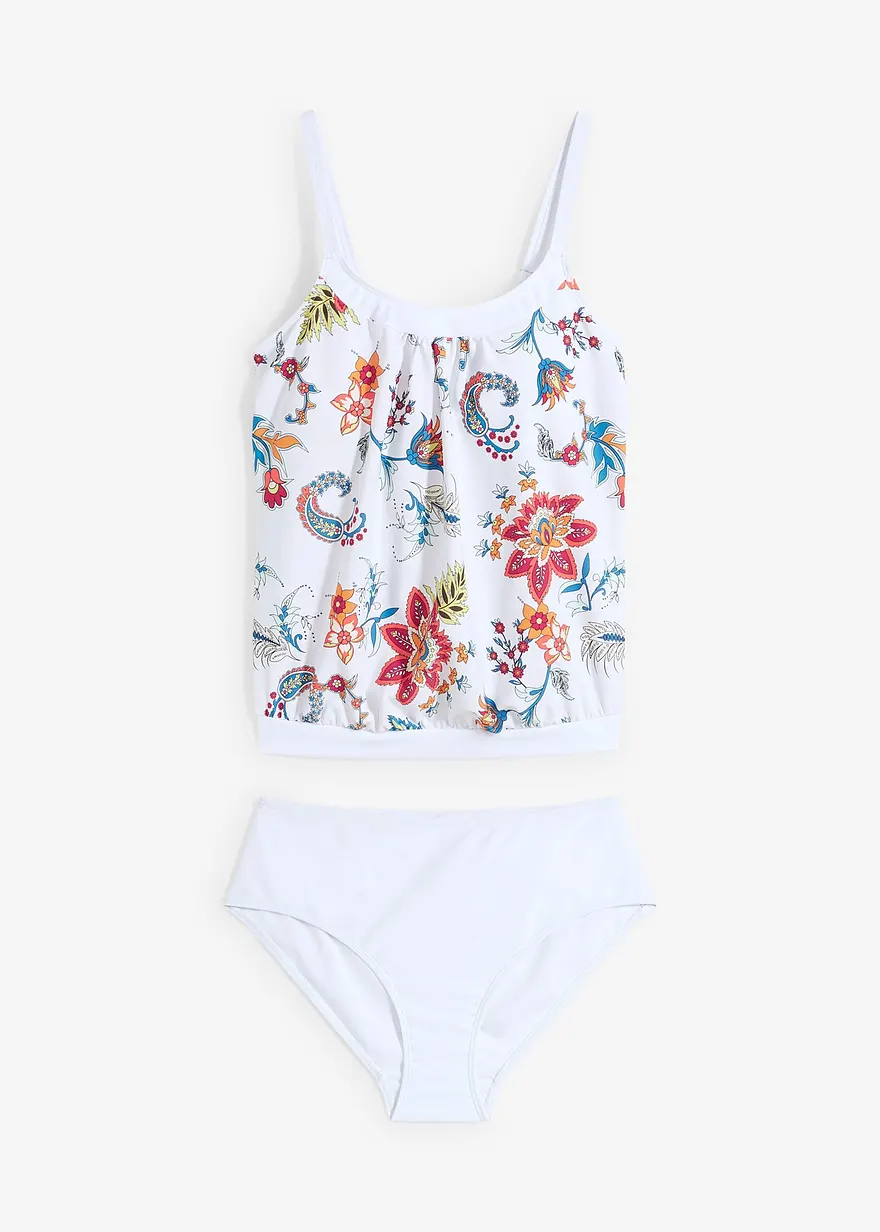 Oversize-Tankini (2-tlg.Set)  mit verstellbaren Trägern in weiß von vorne - bonprix
