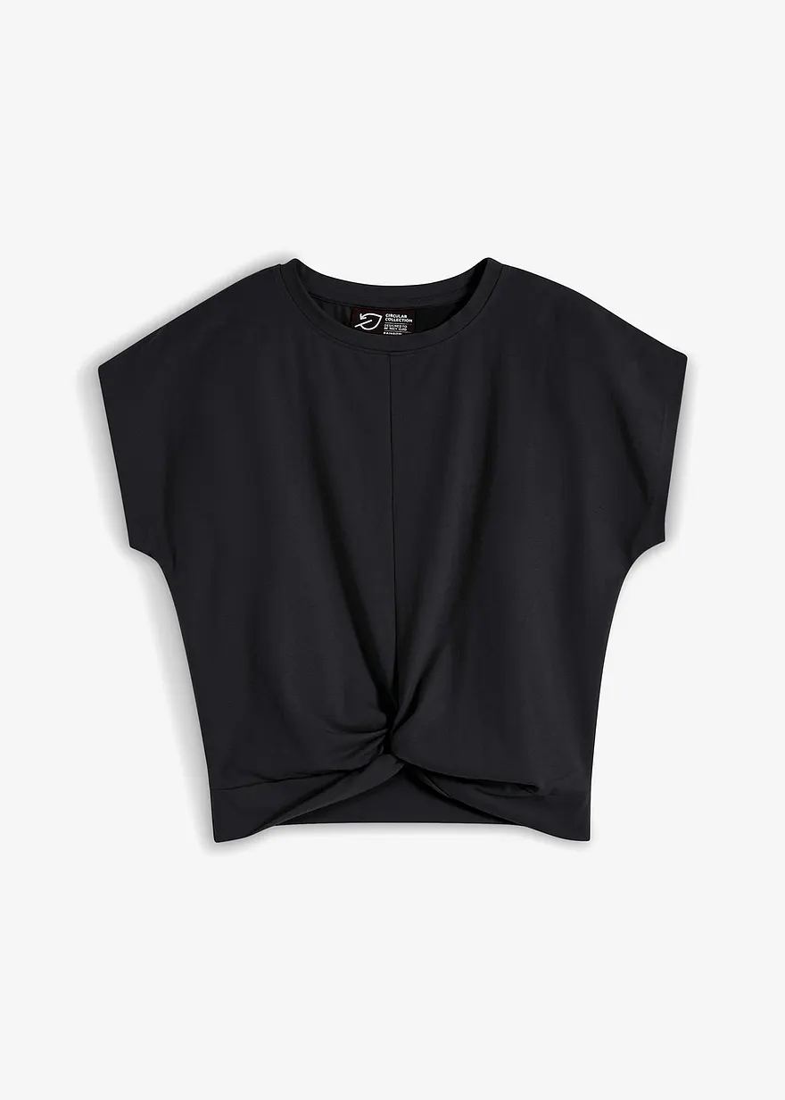 Kurzes T-Shirt aus reiner Bio-Baumwolle in schwarz von vorne - bonprix