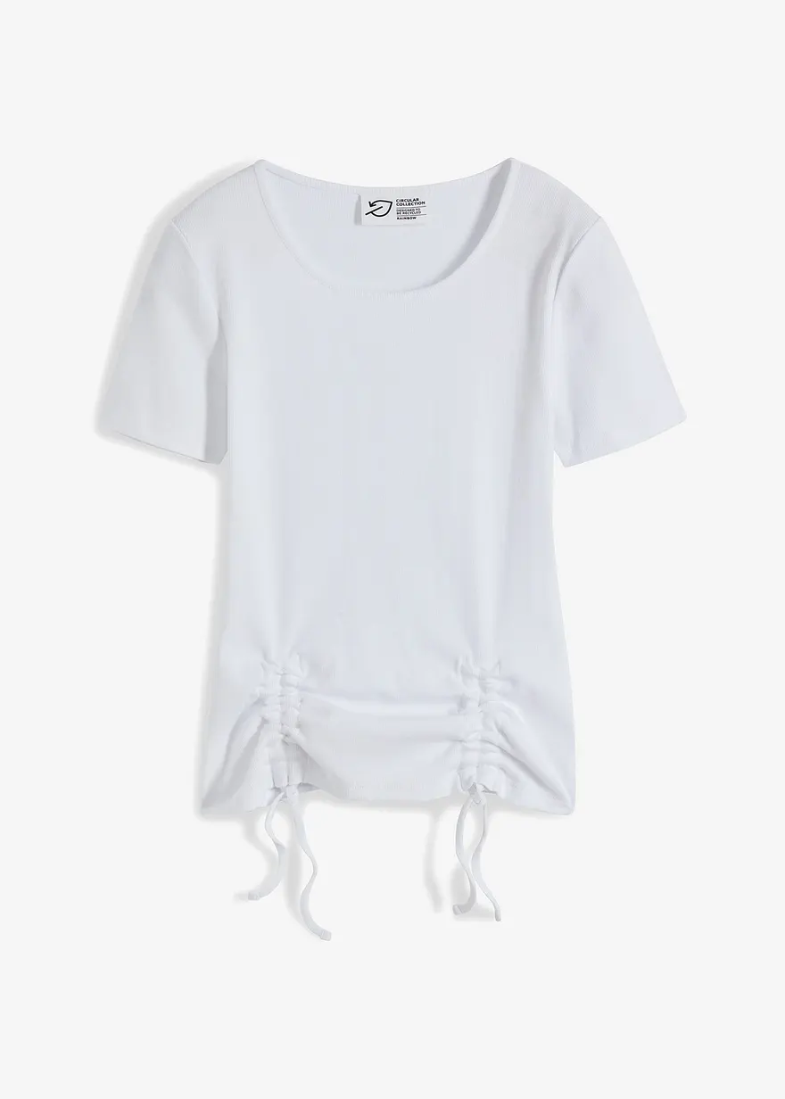 Rippshirt aus reiner Bio-Baumwolle in weiß von vorne - bonprix