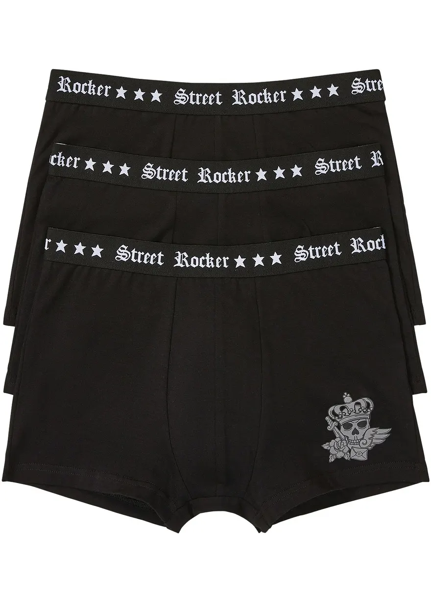 Boxershorts eng (3er Pack) in schwarz von vorne - bonprix