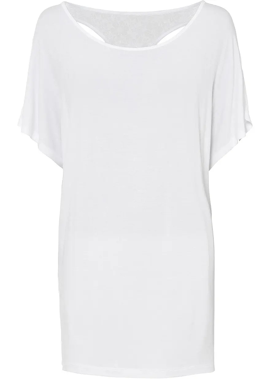 Shirt mit Spitze am Rücken in weiß von vorne - bonprix