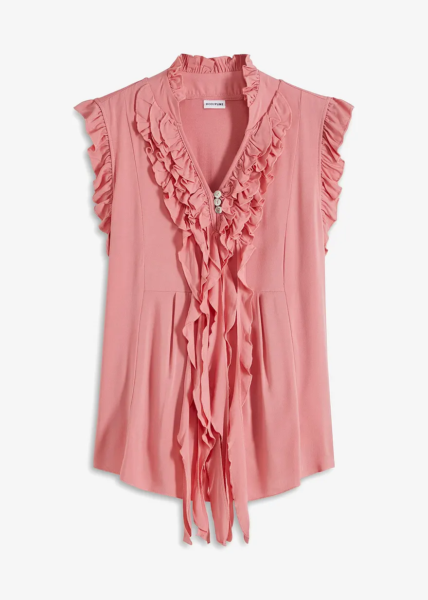 Top mit Volants in rosa von vorne - bonprix