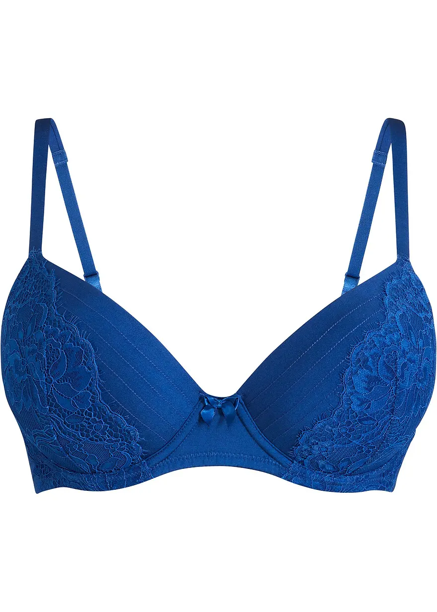 Schalen BH mit Bügel und Glanzeffekt in blau von vorne - bonprix