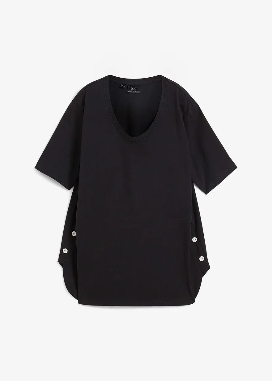 Weites T-Shirt aus Bio-Baumwolle in schwarz von vorne - bonprix