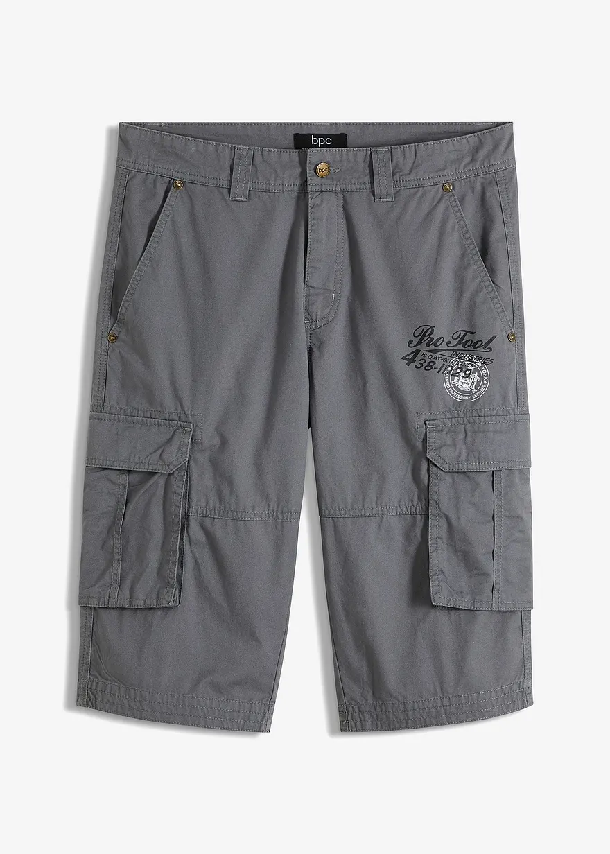 Long-Bermuda, Regular Fit in grau von vorne - bonprix