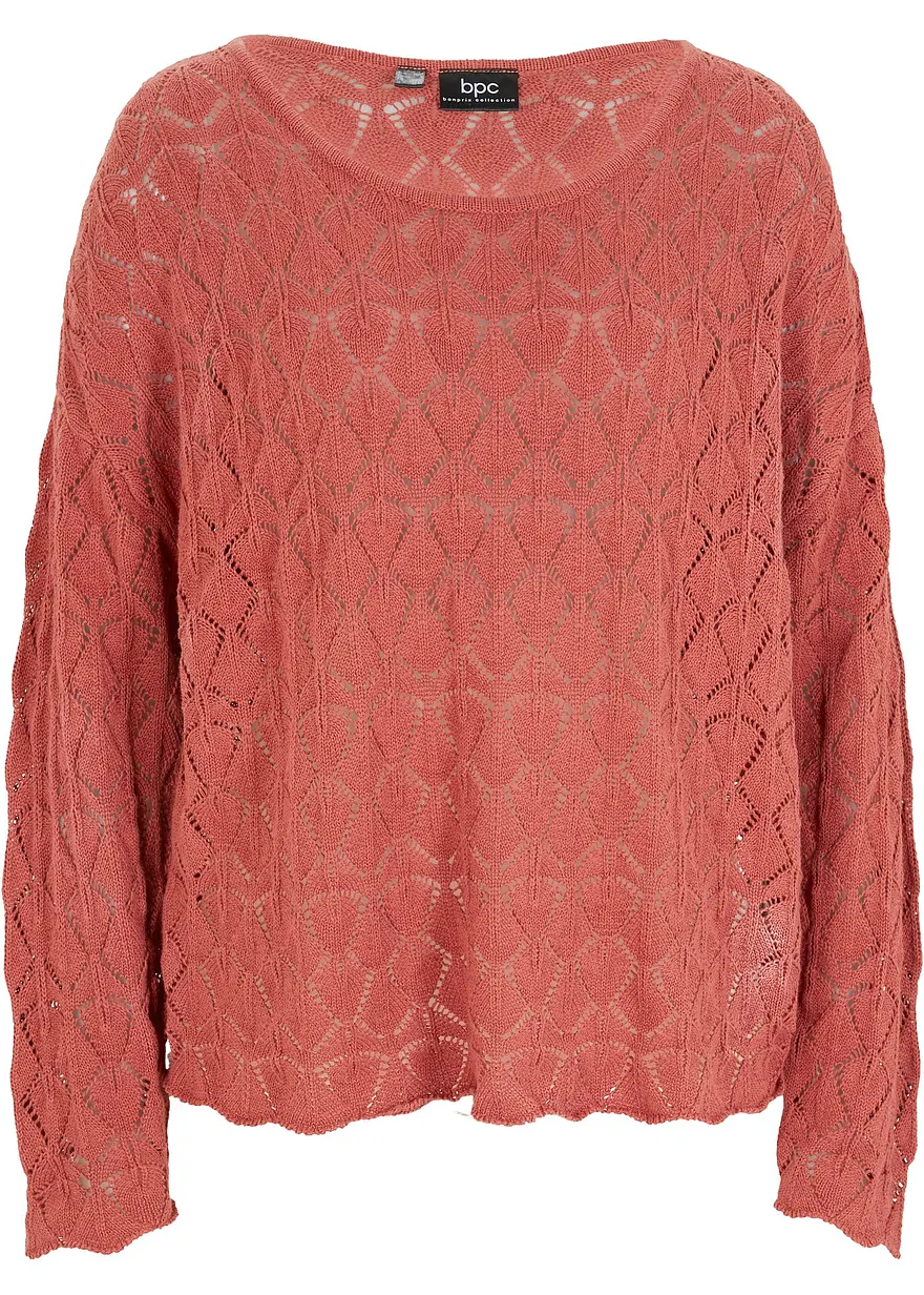 Oversize-Pullover in rot von vorne - bonprix