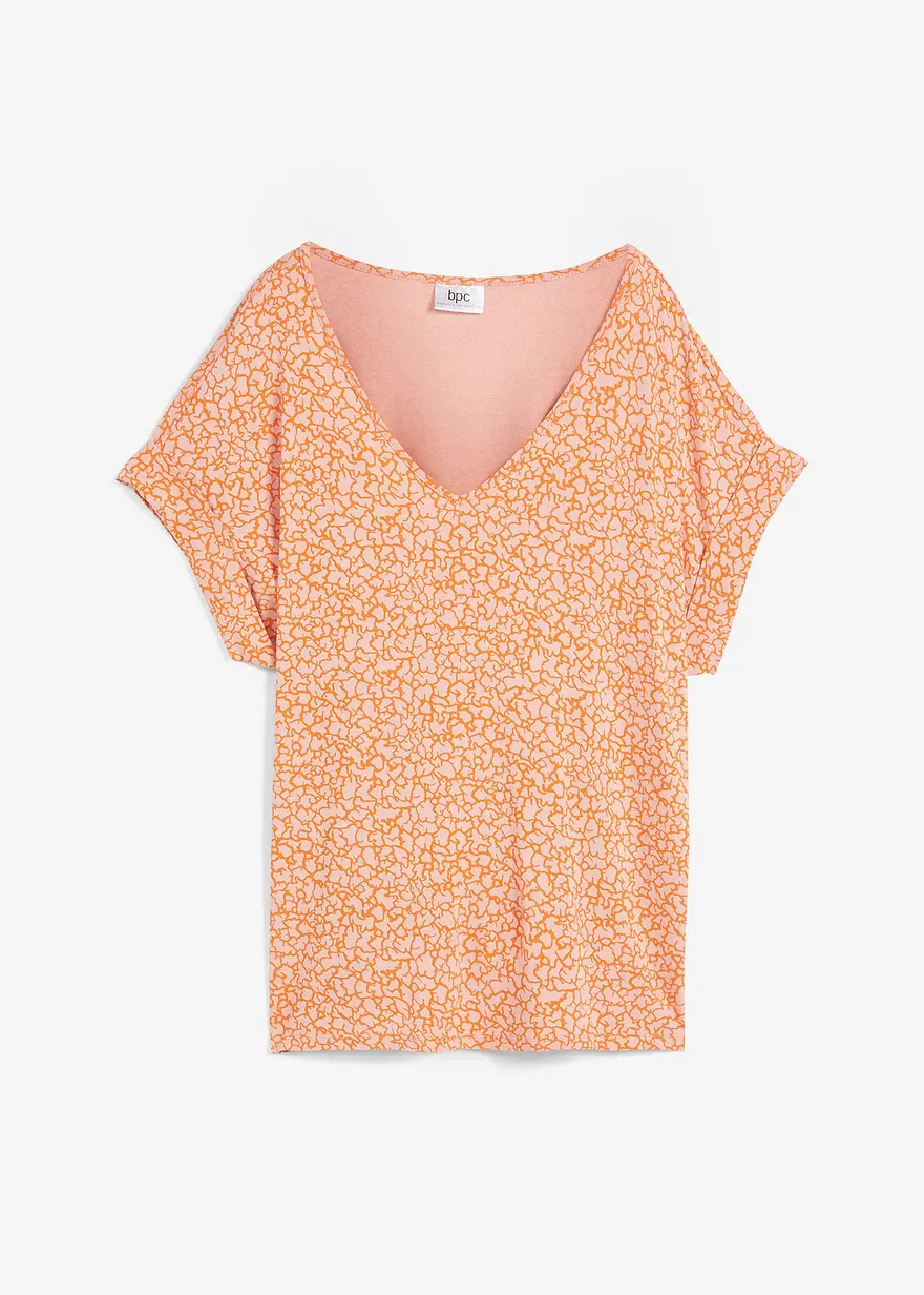Viskose Shirt mit V-Ausschnitt in rosa von vorne - bonprix