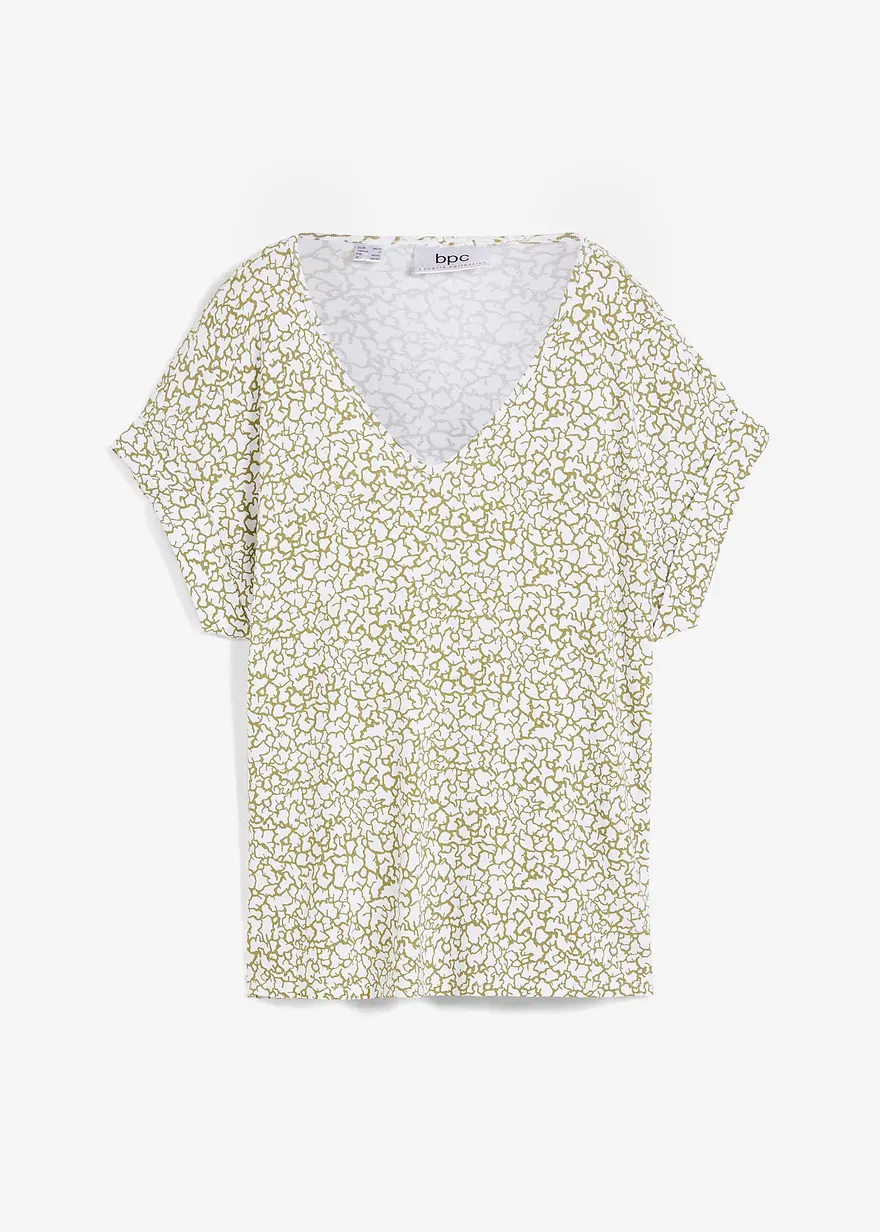 Viskose Shirt mit V-Ausschnitt in weiß von vorne - bonprix