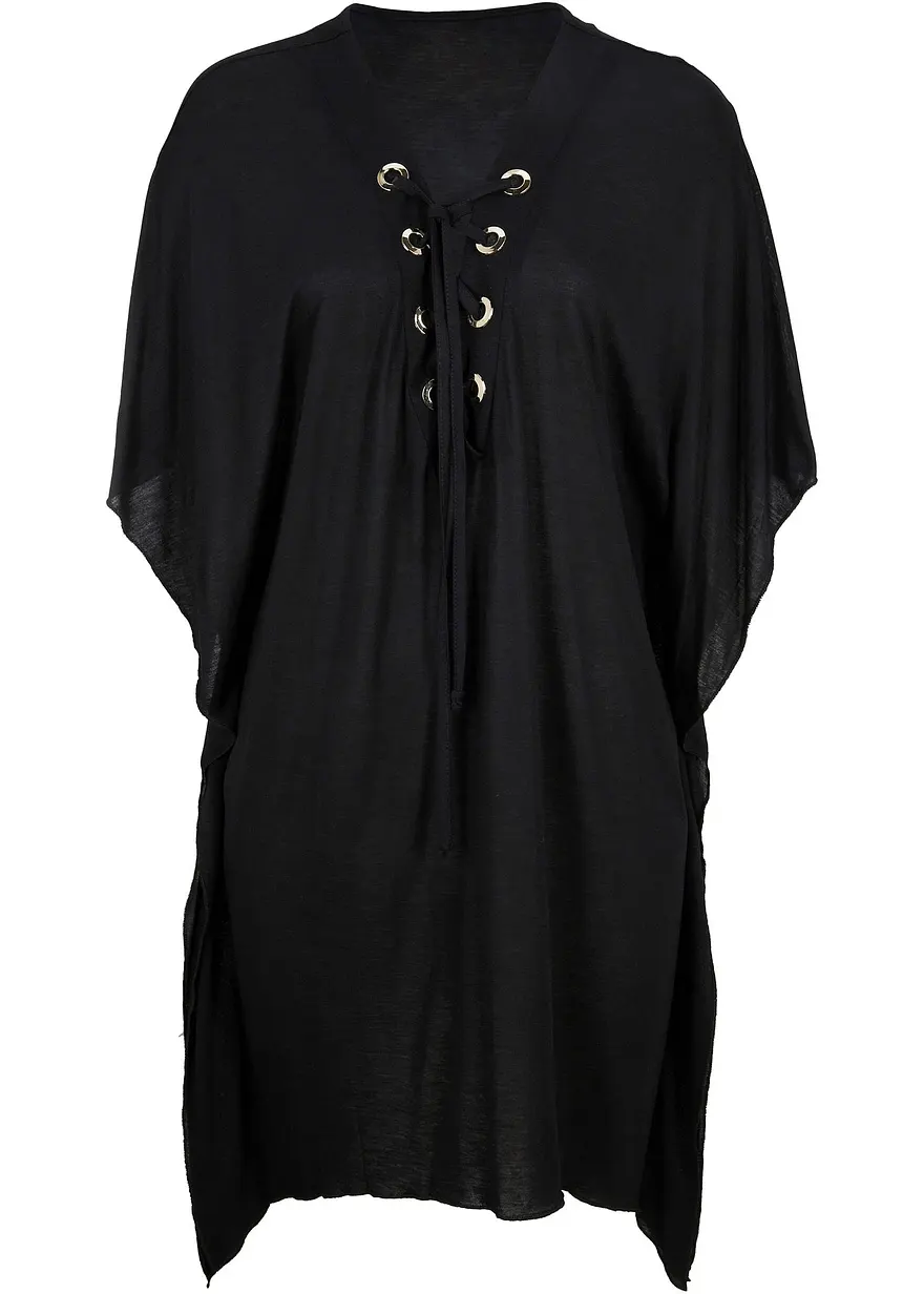 Transparente Strand Tunika aus Viskose in schwarz - bonprix