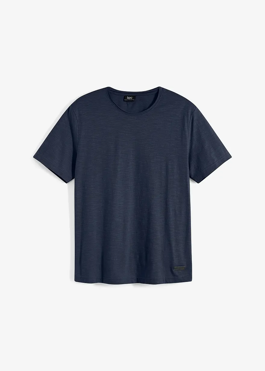 T-Shirt aus reiner Bio-Baumwolle in blau von vorne - bonprix