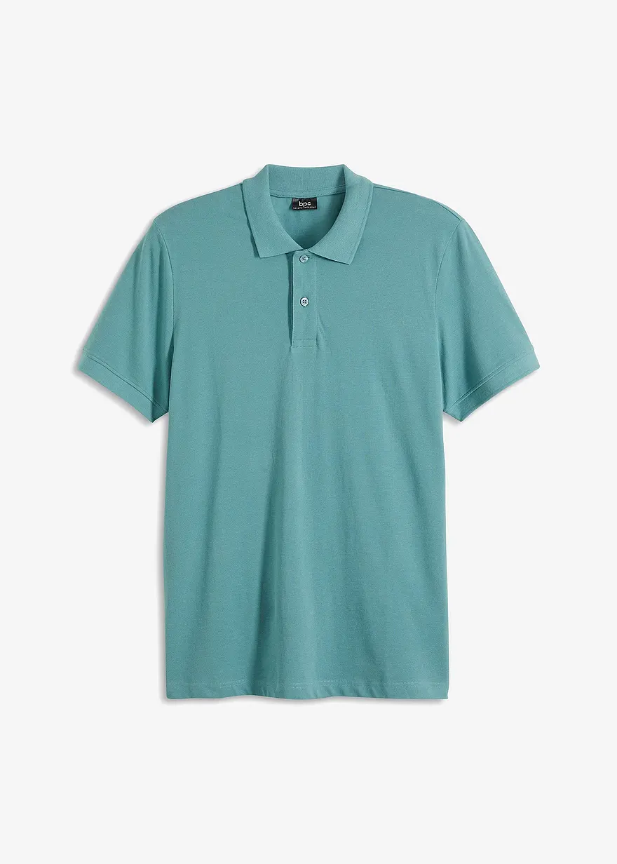 Piqué-Poloshirt aus reiner Bio-Baumwolle in blau von vorne - bonprix