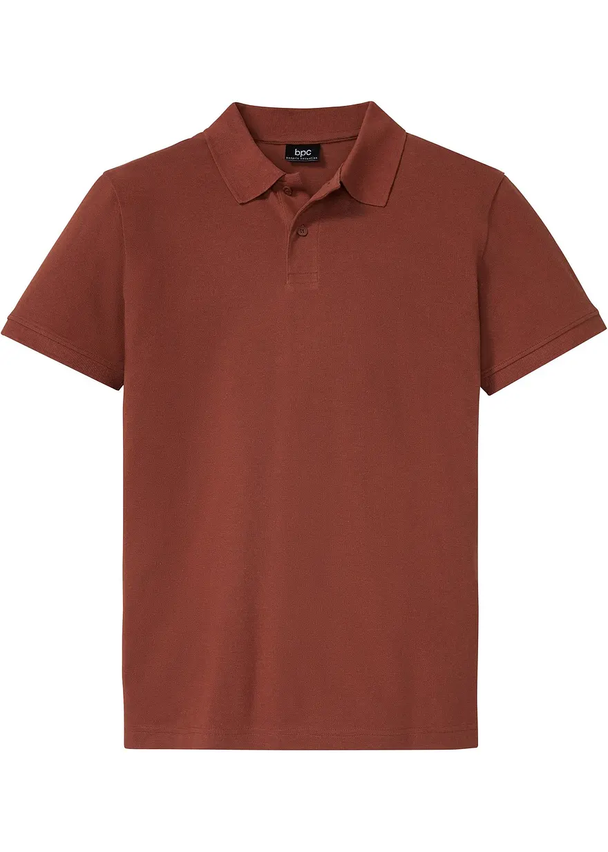 Piqué-Poloshirt aus reiner Bio-Baumwolle in braun von vorne - bonprix