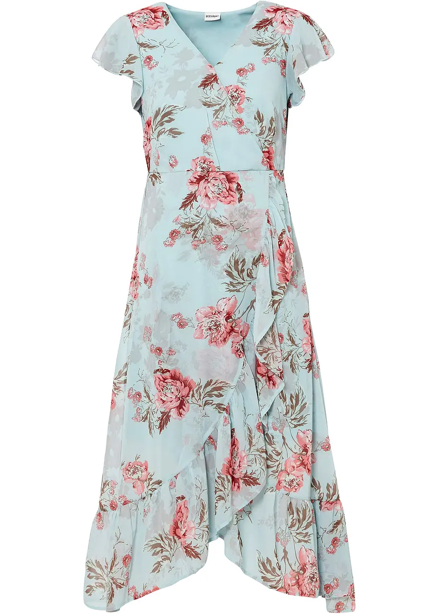 Chiffonkleid in blau von vorne - bonprix