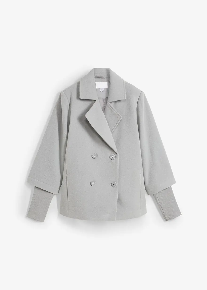 Cabanjacke mit Strickärmeln in grau von vorne - bonprix