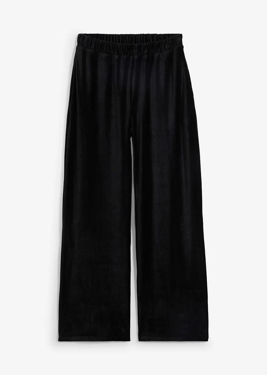 Weite Schlupfhose in Cordoptik in schwarz von vorne - bonprix