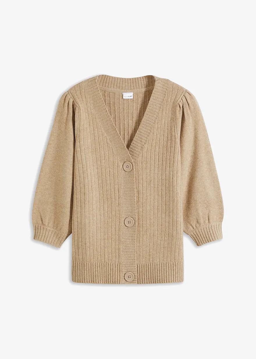 Strickjacke in beige von vorne - bonprix